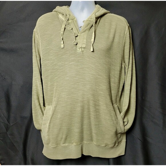 Fossil Y2K Mens Knit Hoodie Henley w Pockets Surfer Boarder Green Size L HTF VGC - Picture 8 of 16